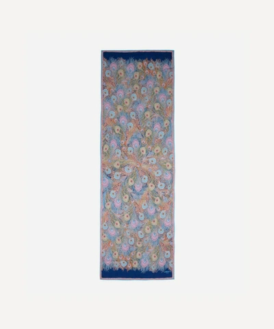 Liberty London Hera Long Silk Scarf In Navy
