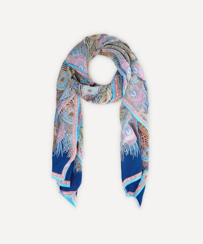 Liberty London Hera Long Silk Scarf In Navy