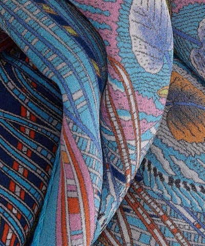 Liberty London Hera Long Silk Scarf In Navy