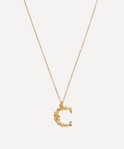 Alex Monroe Gold-plated Floral Letter C Alphabet Necklace In Gold