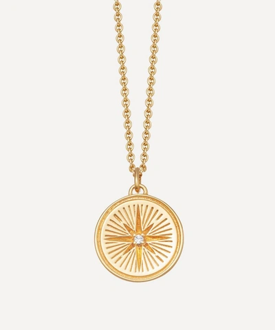 Shop Astley Clarke Celestial Compass White Sapphire Pendant Necklace In Gold