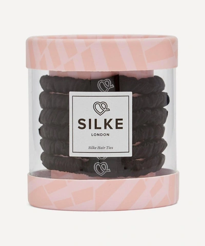 Shop Silke London Cleopatra Silk Hair Ties Pack Of Six In Black