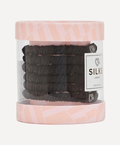 Shop Silke London Cleopatra Silk Hair Ties Pack Of Six In Black