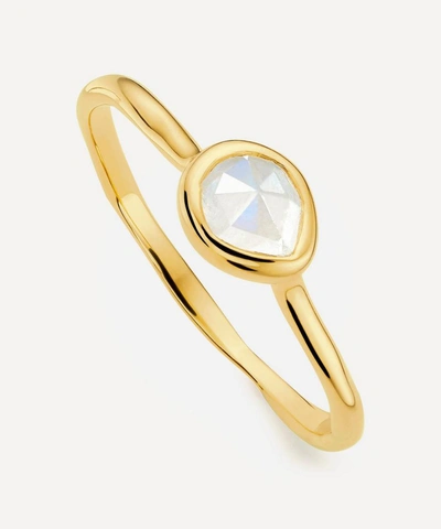 Monica Vinader Gold Plated Vermeil Silver Siren Small Moonstone Stacking Ring In Gold