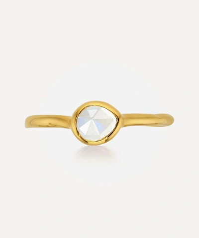 Monica Vinader Gold Plated Vermeil Silver Siren Small Moonstone Stacking Ring In Gold