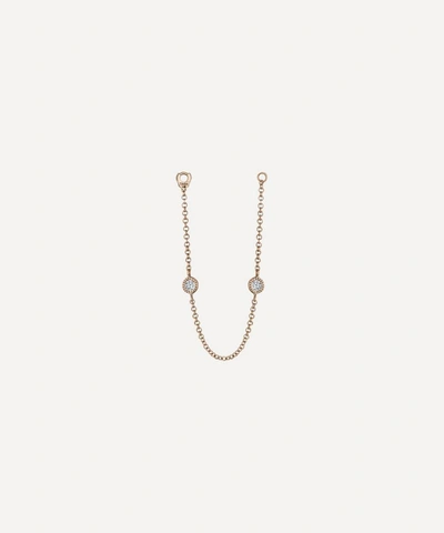 Shop Maria Tash 18ct Double Scalloped Set Diamond Chain Connecting Charm In Rose Gold