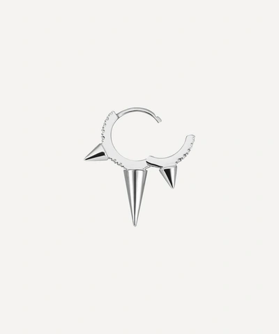 Shop Maria Tash 18ct 8mm Triple Long Spike Diamond Eternity Hoop Earring In White Gold