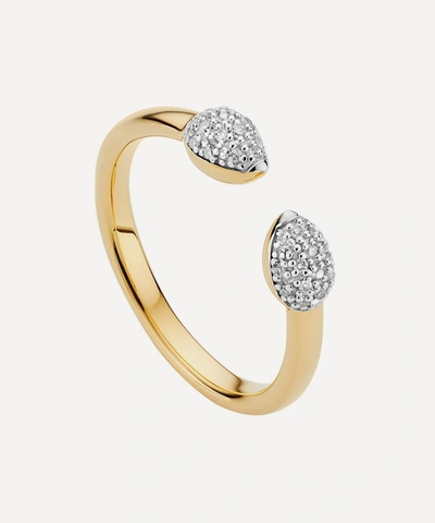 Shop Monica Vinader Gold Plated Vermeil Silver Fiji Bud Diamond Stacking Ring