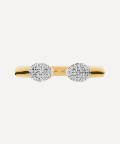 Shop Monica Vinader Gold Plated Vermeil Silver Fiji Bud Diamond Stacking Ring