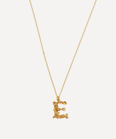 Shop Alex Monroe Gold-plated Floral Letter E Alphabet Necklace