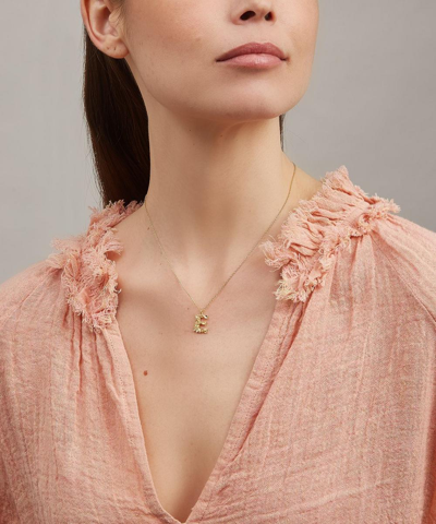 Alex Monroe Gold-plated Floral Letter E Alphabet Necklace In Gold