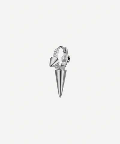Maria Tash 18ct 6.5mm Triple Spike Diamond Eternity Single Hoop Earring In White Gold