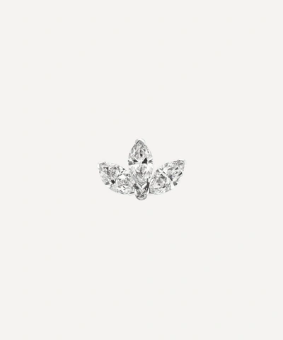 Maria Tash 18ct 4mm Diamond Engraved Lotus Single Threaded Stud Earring In White Gold