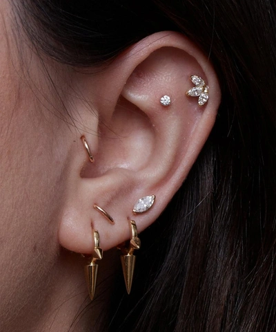 Maria Tash 18ct 4mm Diamond Engraved Lotus Single Threaded Stud Earring In White Gold