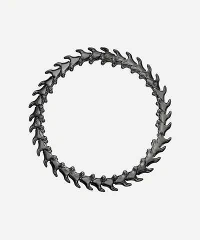 Shop Shaun Leane Rhodium-plated Silver Serpents Trace Slim Bracelet In Gold And Black
