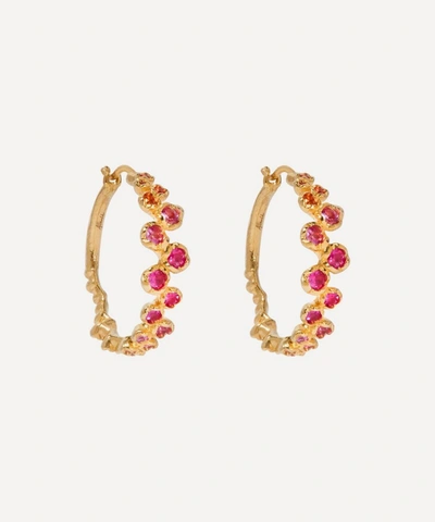 Shop Annoushka 18ct Gold Hidden Reef Sapphire Hoop Earrings