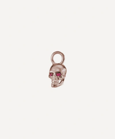 Shop Maria Tash 18ct Medium Matte Ruby Skull Charm In Rose Gold