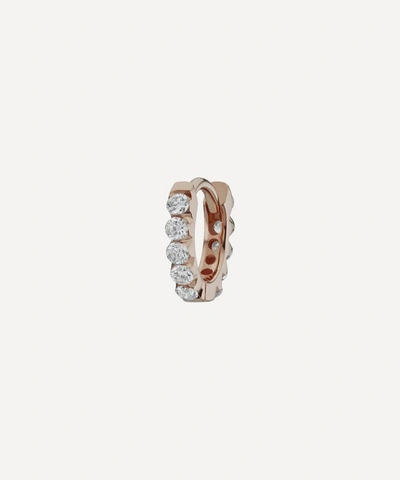 Shop Maria Tash 18ct 5mm Invisible Set Diamond Eternity Single Hoop Earring In Rose Gold