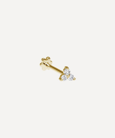 Shop Maria Tash 18ct Large Diamond Trinity Single Threaded Stud Earring In Gold
