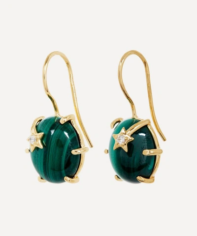 Shop Andrea Fohrman 18ct Gold Mini Galaxy Malachite And Diamond Star Drop Earrings