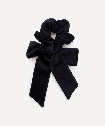 Shop The Uniform Velvet Bow Scrunchie In Navy