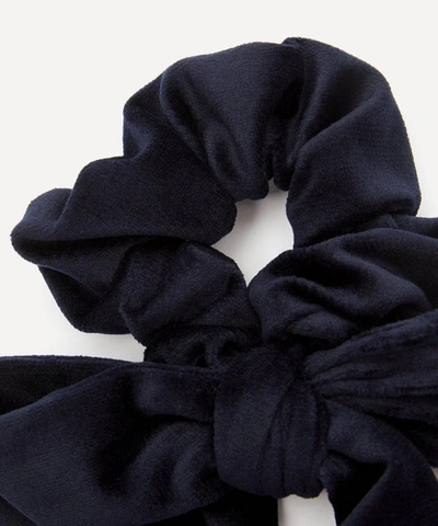 Shop The Uniform Velvet Bow Scrunchie In Navy