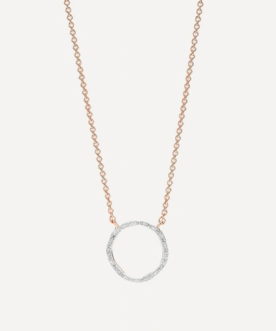 Monica Vinader Rose Gold Plated Vermeil Silver Riva Diamond Circle Pendant Necklace In Rose Gold