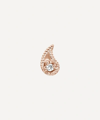Shop Maria Tash 14ct Diamond Paisley Single Threaded Stud Earring Right In Rose Gold