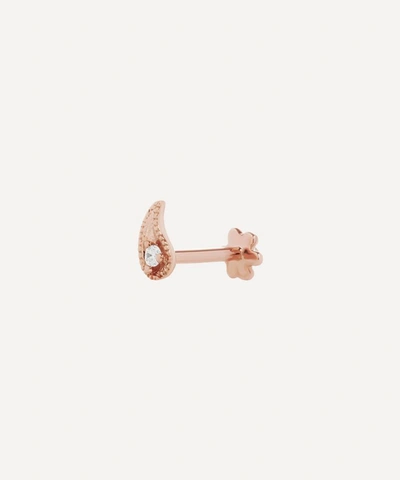 Shop Maria Tash 14ct Diamond Paisley Single Threaded Stud Earring Right In Rose Gold