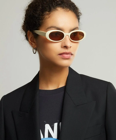 Shop Dmy By Dmy Valentina Oval Sunglasses In Ivory