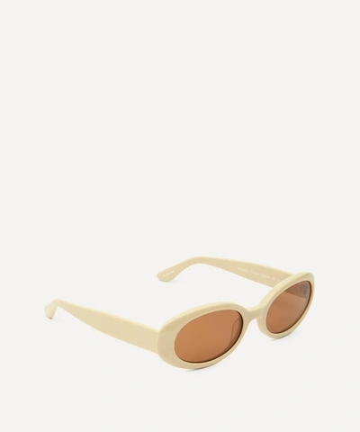 Shop Dmy By Dmy Valentina Oval Sunglasses In Ivory