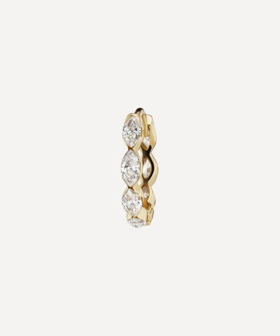 Shop Maria Tash 18ct 8mm Invisible Set Diamond Marquise Eternity Single Hoop Earring In Gold