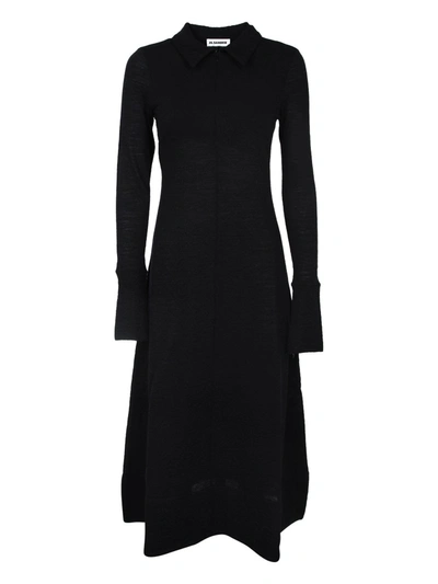 Shop Jil Sander Knitted Maxi Polo Dress In Black