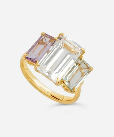 Shop Dinny Hall Gold Plated Vermeil Silver Suffragette Trinny Trilogy Gemstone Ring
