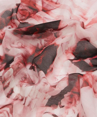 Shop Alexander Mcqueen Rose Skull Check Print Cotton-blend Bandana Scarf In Pink