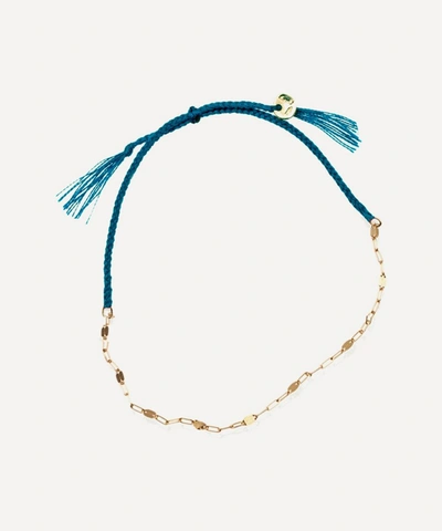 Shop Atelier Vm Tea Ovale Cotton And 18ct Gold Chain Bracelet In Green