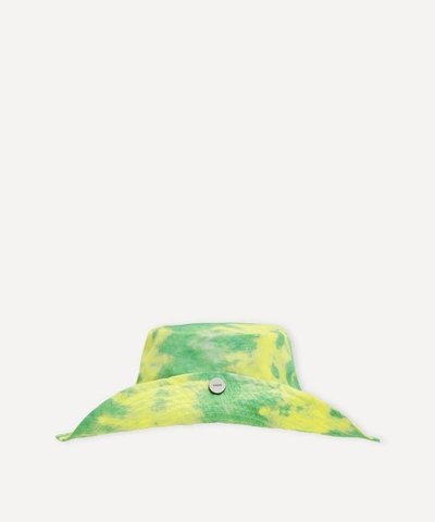 Shop Ganni Recycled Tech Fabric Wide Brim Bucket Hat In Kelly Green