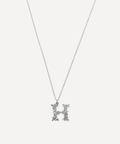 Shop Alex Monroe Silver Floral Letter H Alphabet Necklace