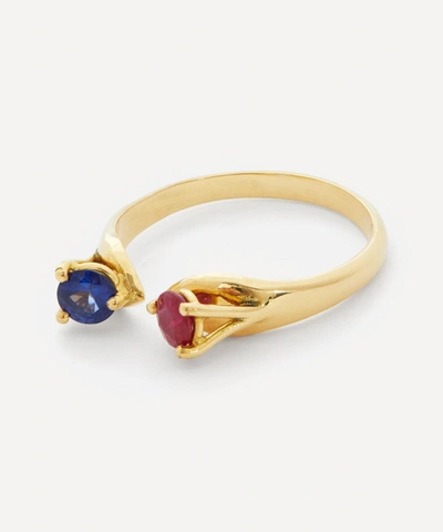 Shop Atelier Vm 18ct Gold Mirror Sapphire And Ruby Ring