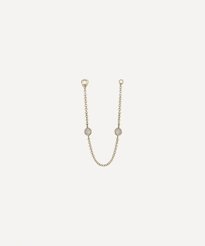 Shop Maria Tash 18ct Double Scalloped Set Diamond Chain Connecting Charm In Gold