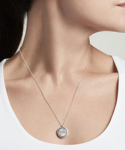 Shop Astley Clarke Silver Celestial Compass White Sapphire Locket Necklace