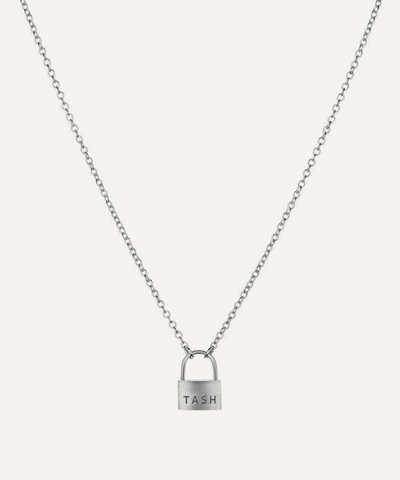 Shop Maria Tash 14ct Padlock Necklace In White Gold