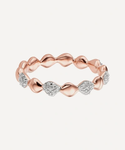 Monica Vinader Rose Gold Plated Vermeil Silver Nura Teardrop Mixed Eternity Diamond Ring In Rose Gold