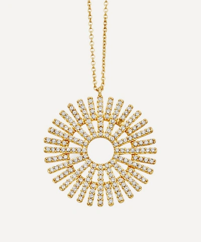 Shop Astley Clarke 14ct Gold Large Rising Sun Diamond Pendant Necklace
