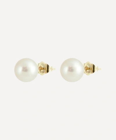 Kojis Pearl Stud Earrings In Gold