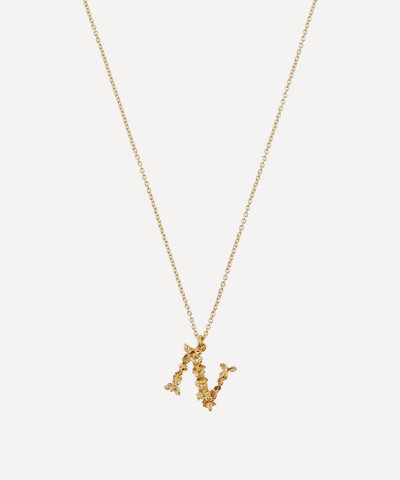 Shop Alex Monroe Gold-plated Floral Letter N Alphabet Necklace