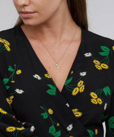 Alex Monroe Gold-plated Floral Letter N Alphabet Necklace In Gold