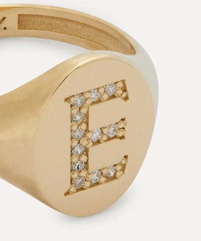 Liberty 9ct Gold And Diamond Initial  Signet Ring In Gold