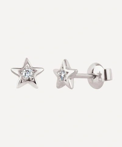 Shop Dinny Hall 14ct White Gold Bijou Diamond Star Stud Earrings