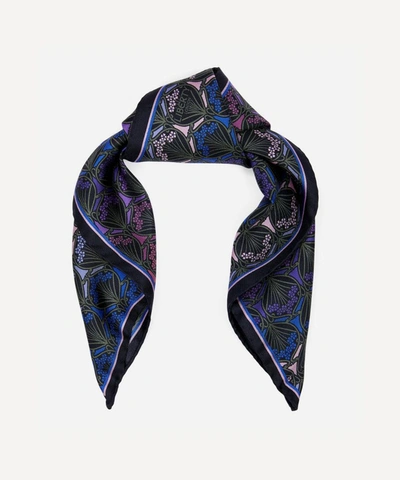 Liberty London Dusk Iphis 45 X 45cm Silk Twill Scarf In Purple